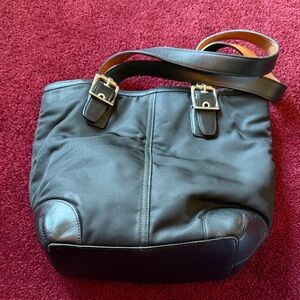 Coach Black Shoulder Bag with Buckle Detail